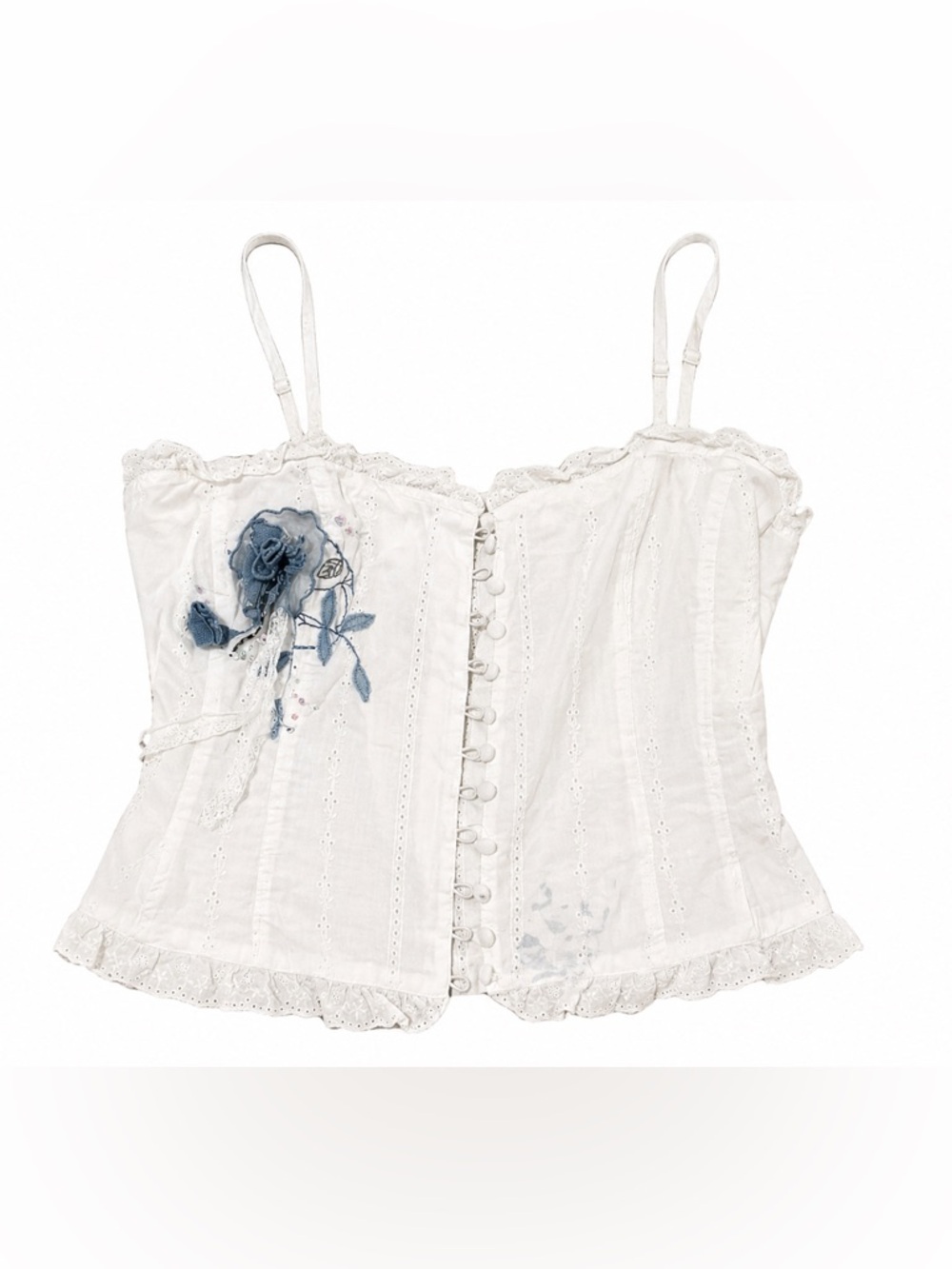 Together White Lace Trim Camisole with Eyelet Detail